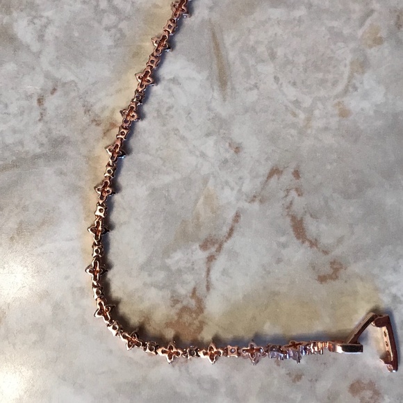 Rose Gold Tone Plated 925 Silver Bracelet with CZ Stones - Picture 5 of 6